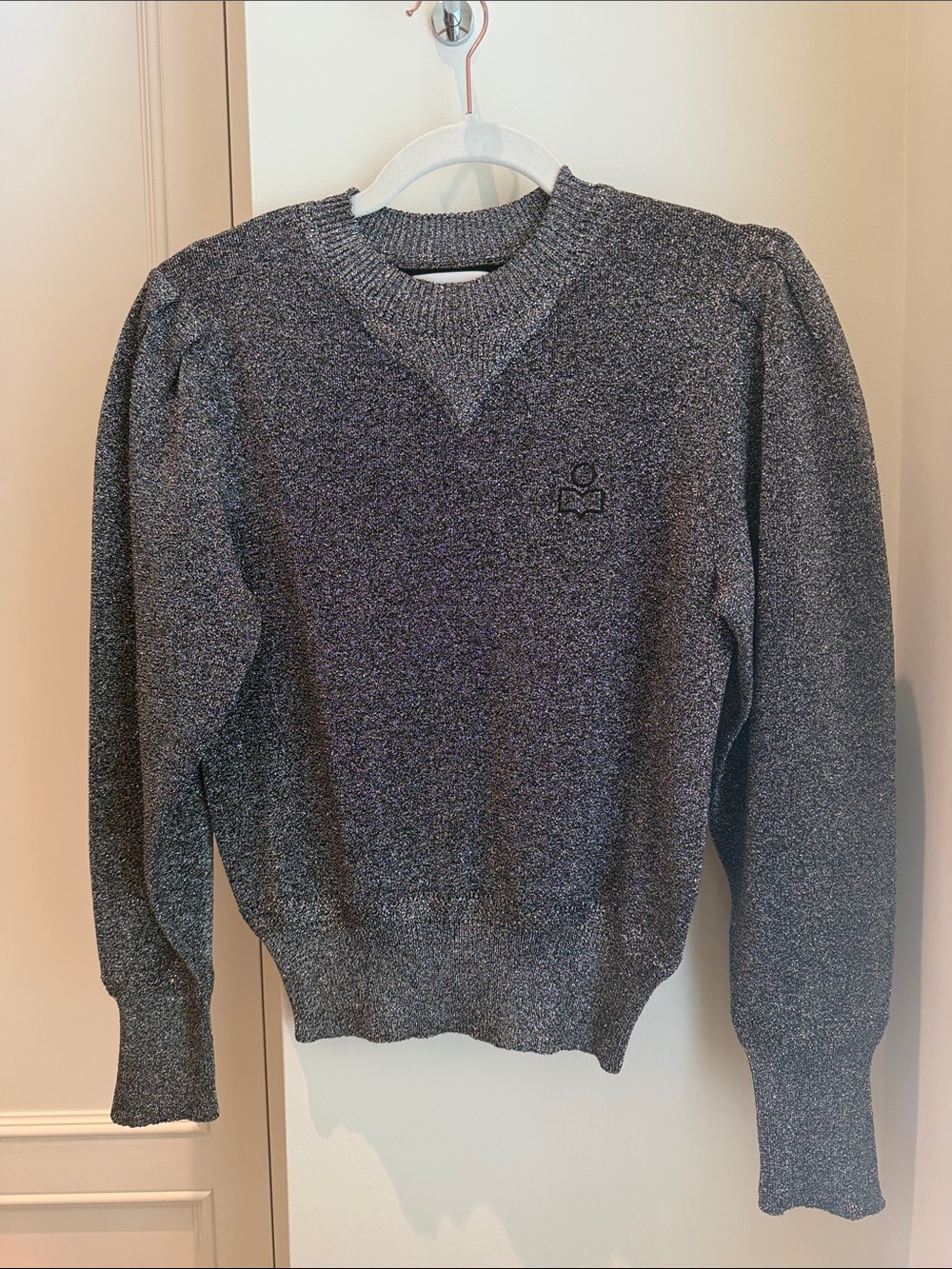 Isabel Marant Metallic Dark Heather Gray Crewneck Sweater